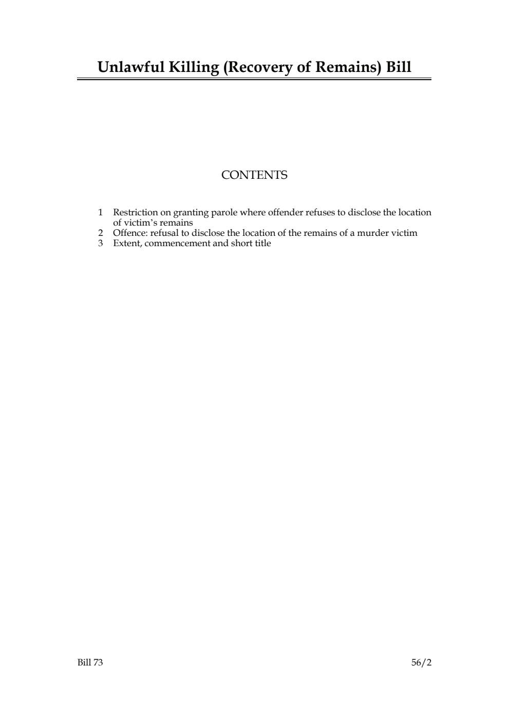 Unlawful Killing (Recovery of Remains) Bill