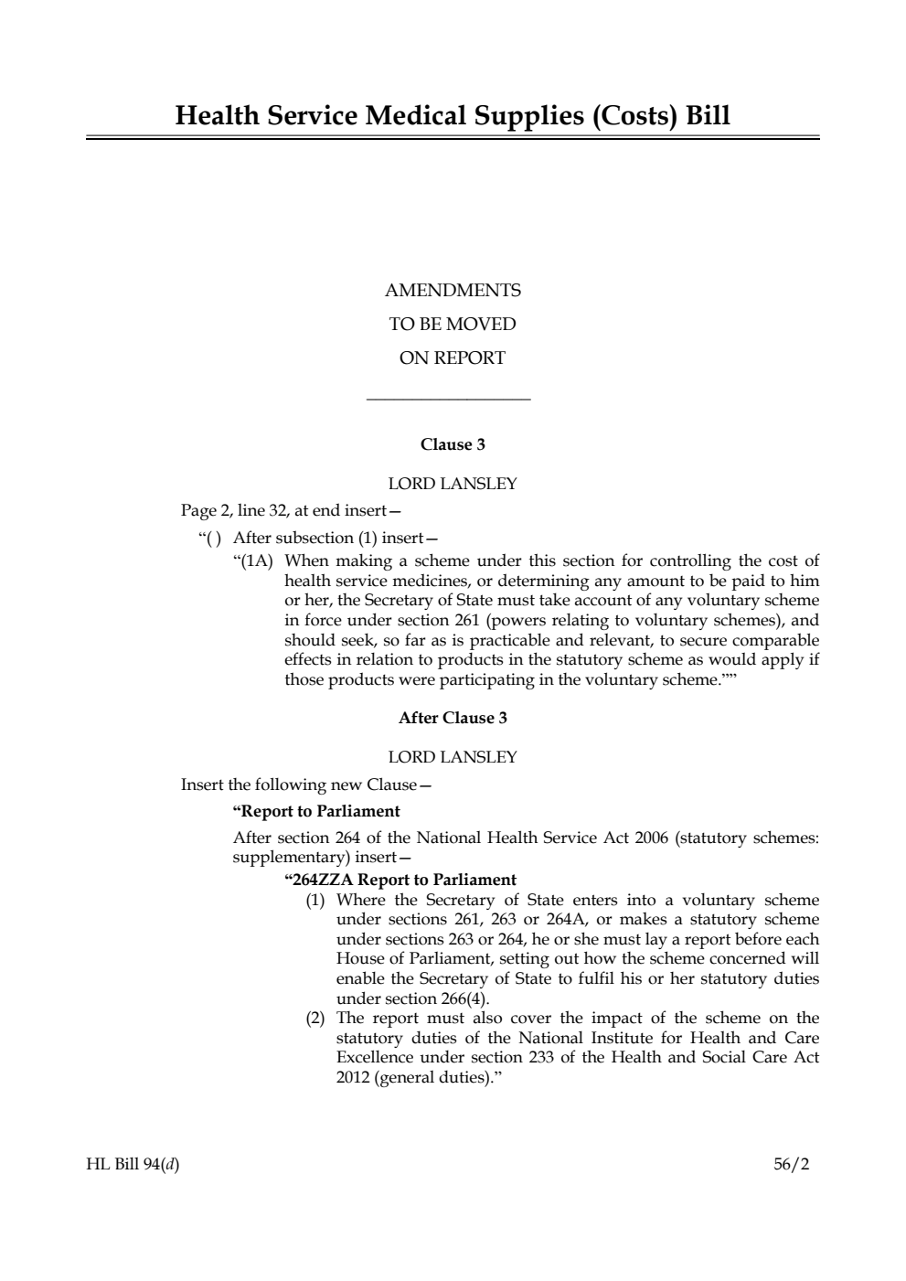 Health Service Medical Supplies (Costs) Bill Lords Amendments