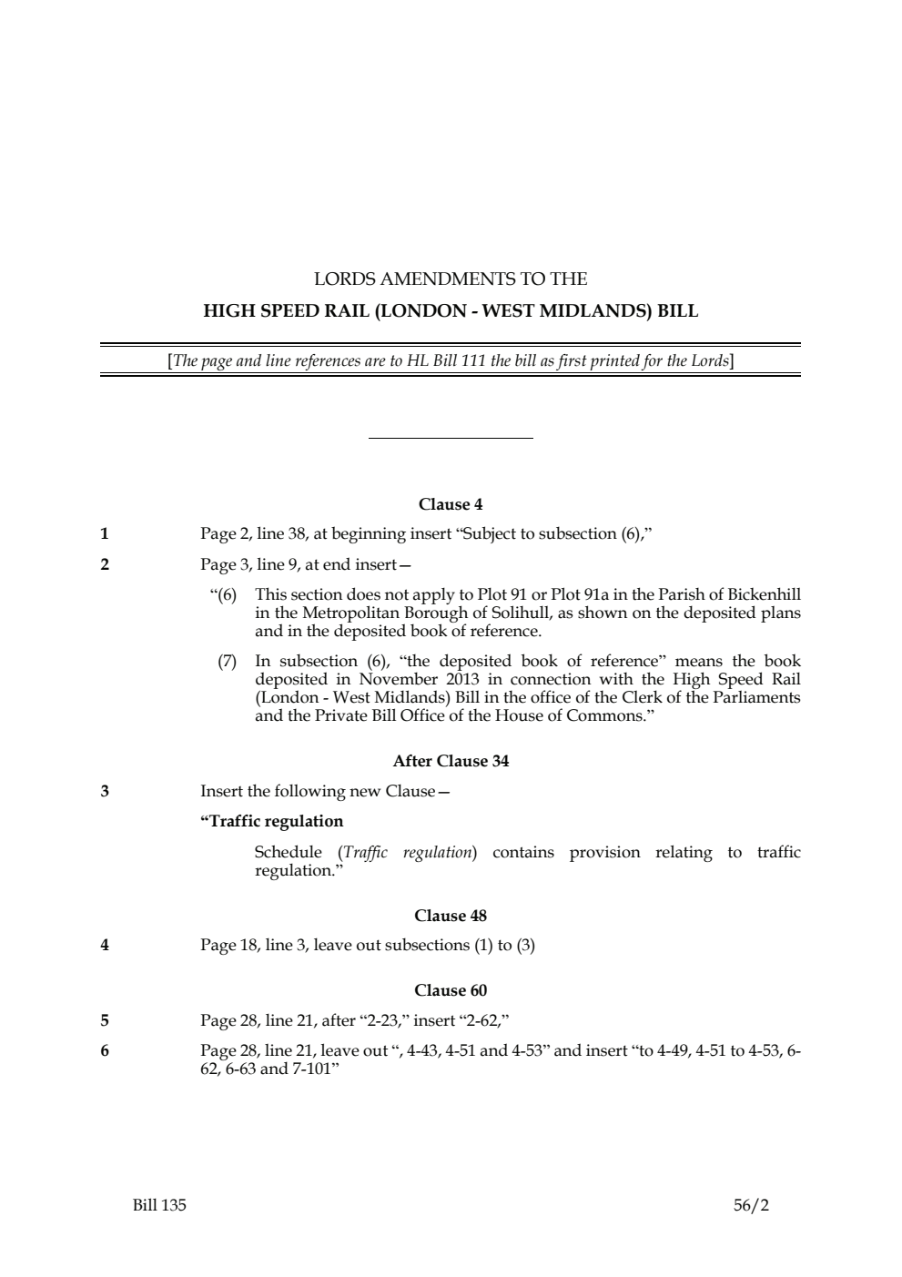 Lords Amendments to the High Speed Rail (London - West Midlands) Bill