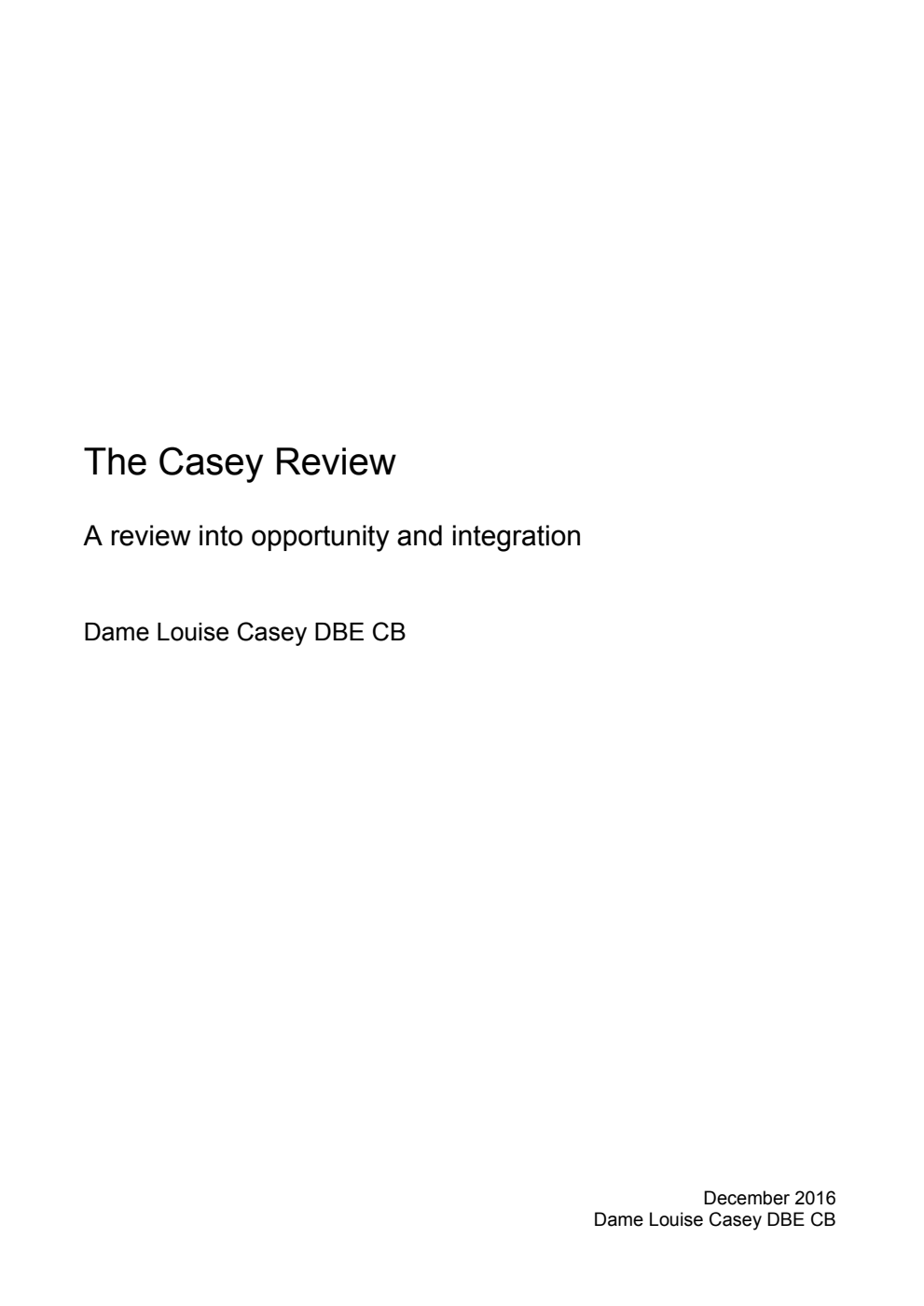 The Casey Review. A review into opportunity and integration