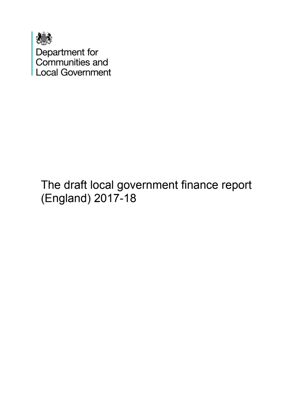 The draft local government finance report (England) 2017-18