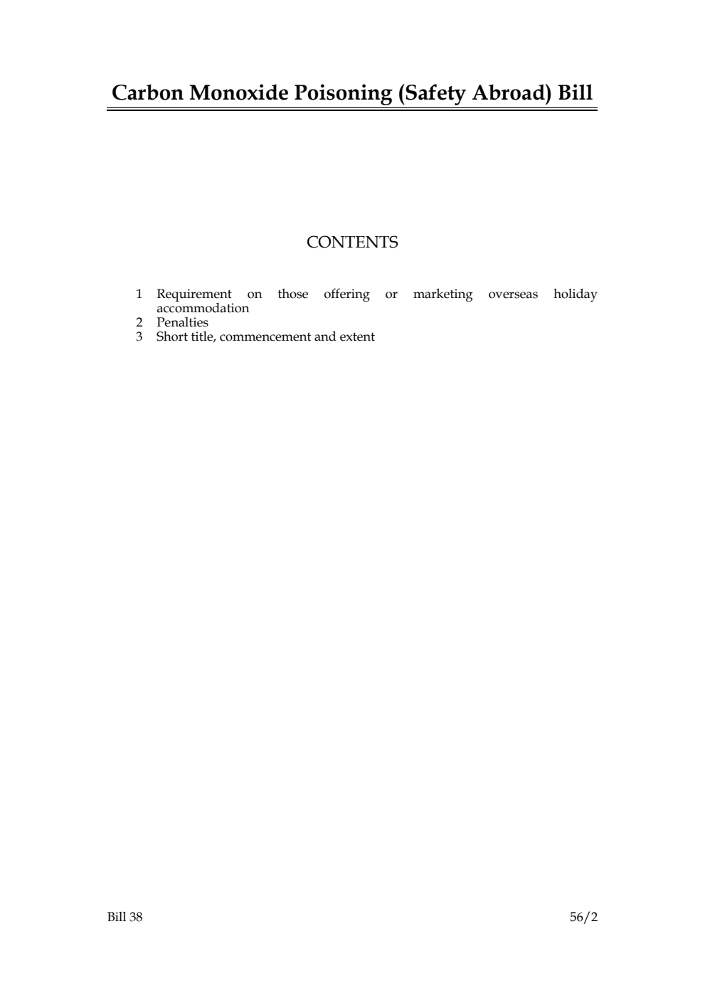 Carbon Monoxide Poisoning (Safety Abroad) Bill