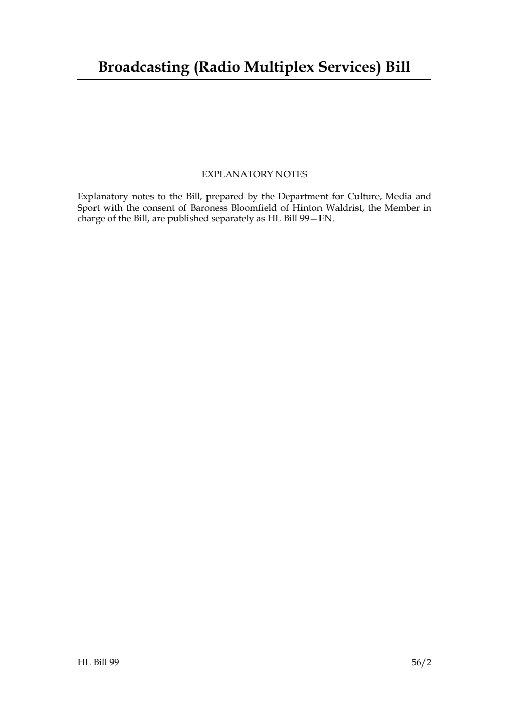 Broadcasting (Radio Multiplex Services) Bill