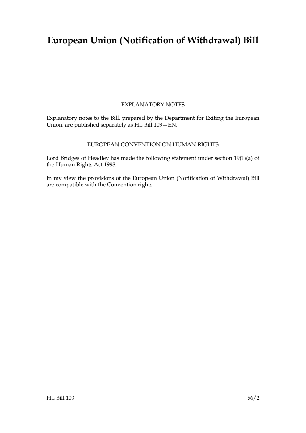European Union (Notification of Withdrawal) Bill