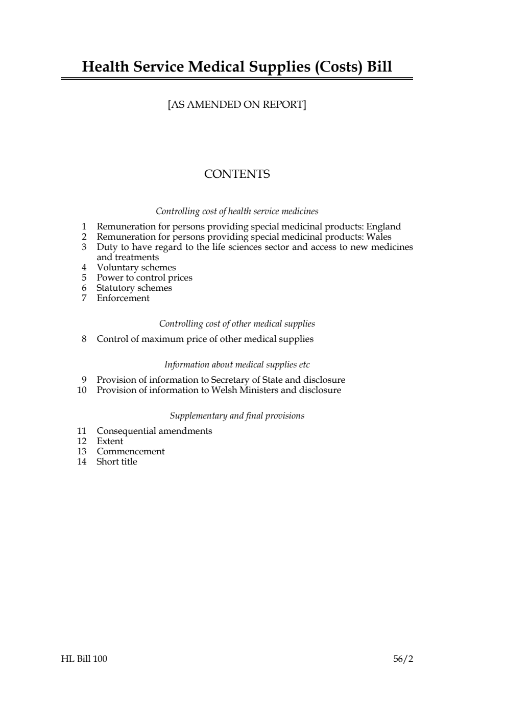 Health Service Medical Supplies (Costs) Bill [as amended on Report]