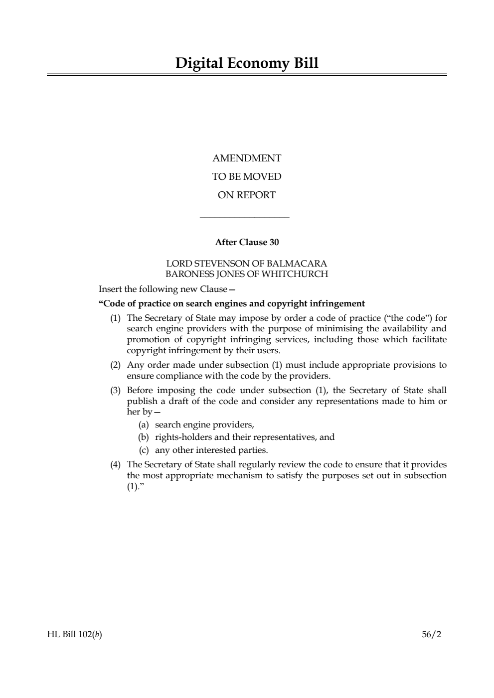 Digital Economy Bill Lords Amendments