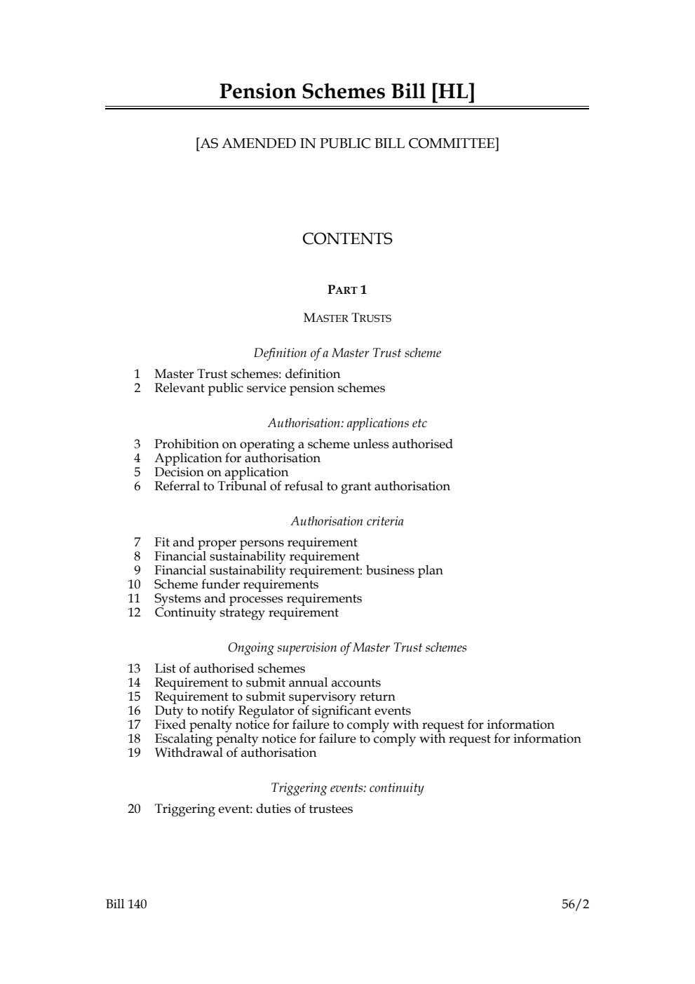 Pension Schemes Bill [as amended in Public Bill Committee]