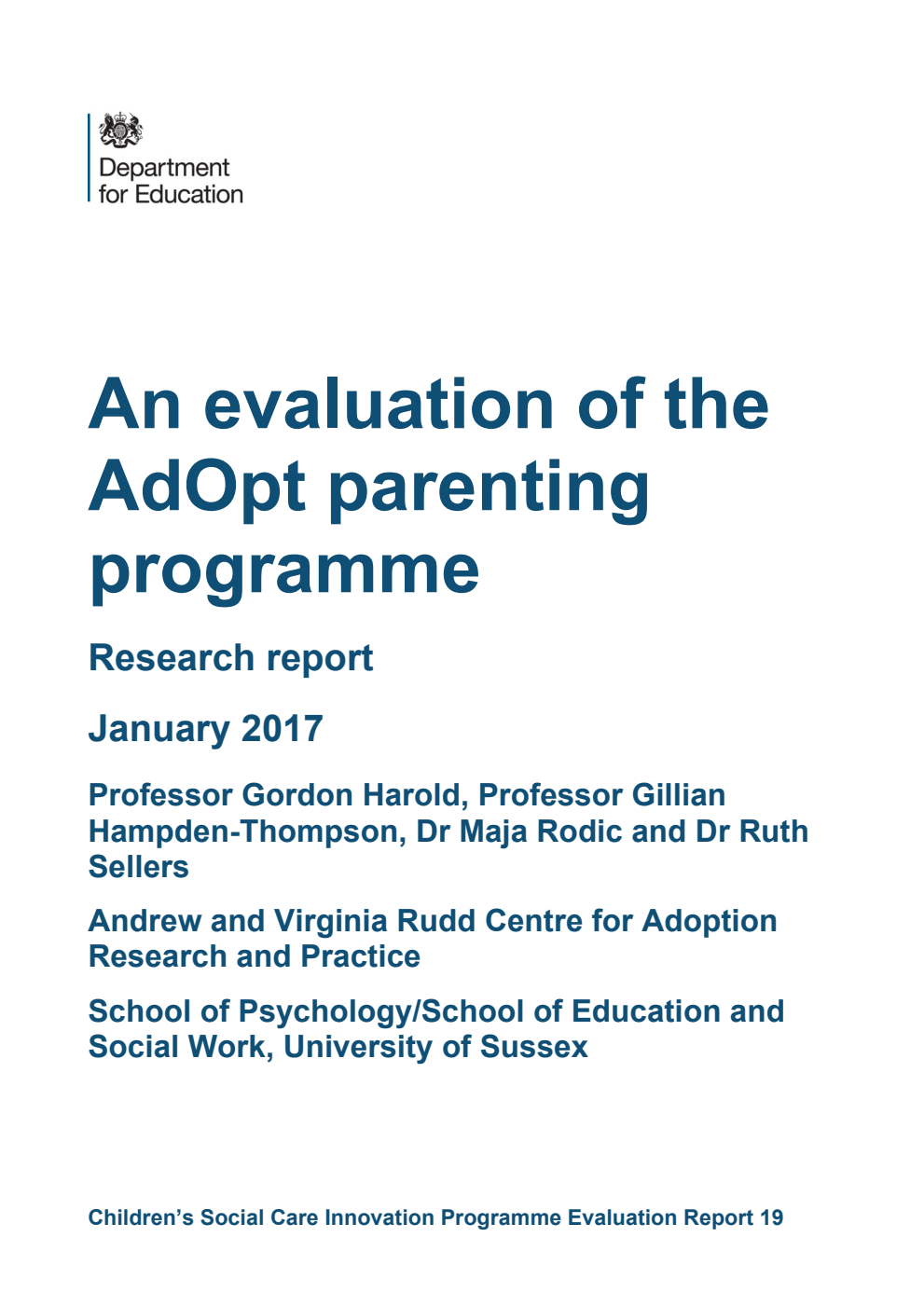 DFE RR541 An evaluation of the AdOpt parenting programme : Research report January 2017