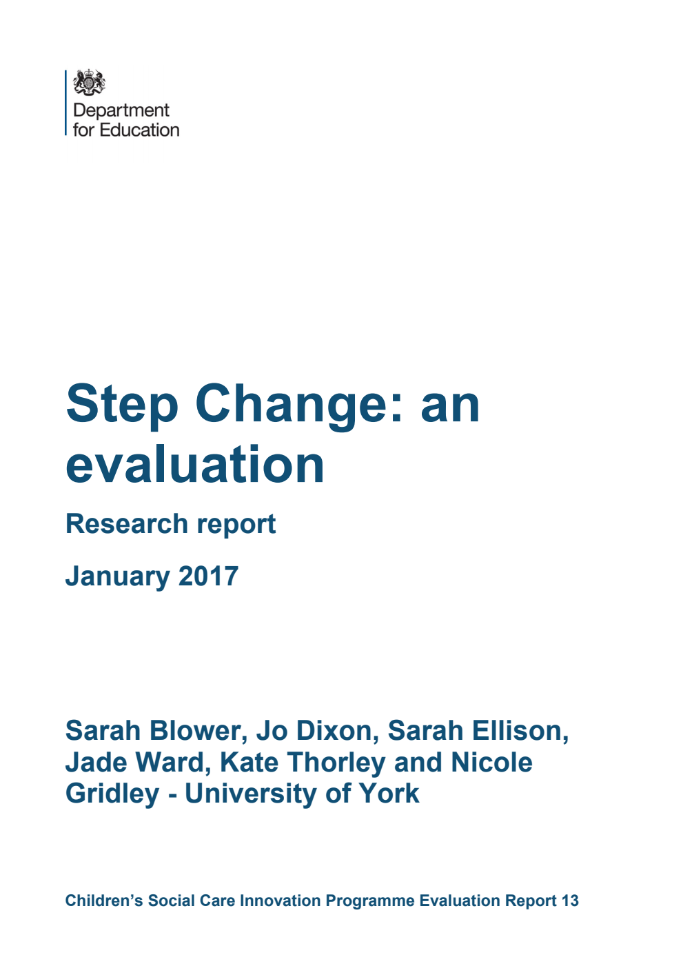 DFE RR568 Step Change: an evaluation : Research report January 2017