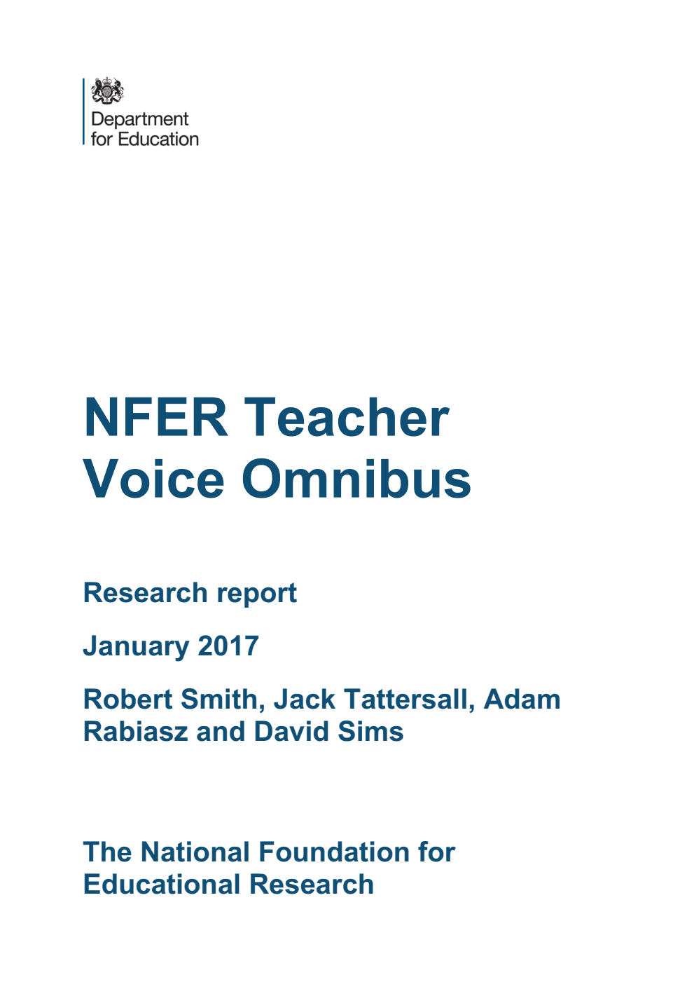 DFE RR606 NFER Teacher Voice Omnibus Research report