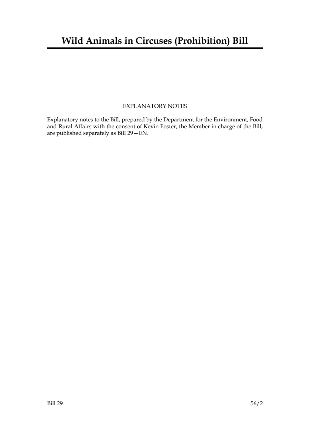 Wild Animals in Circuses (Prohibition) Bill