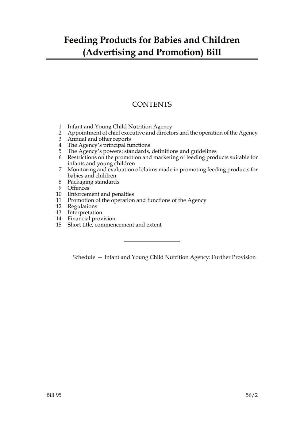 Feeding Products for Babies and Children (Advertising and Promotion) Bill