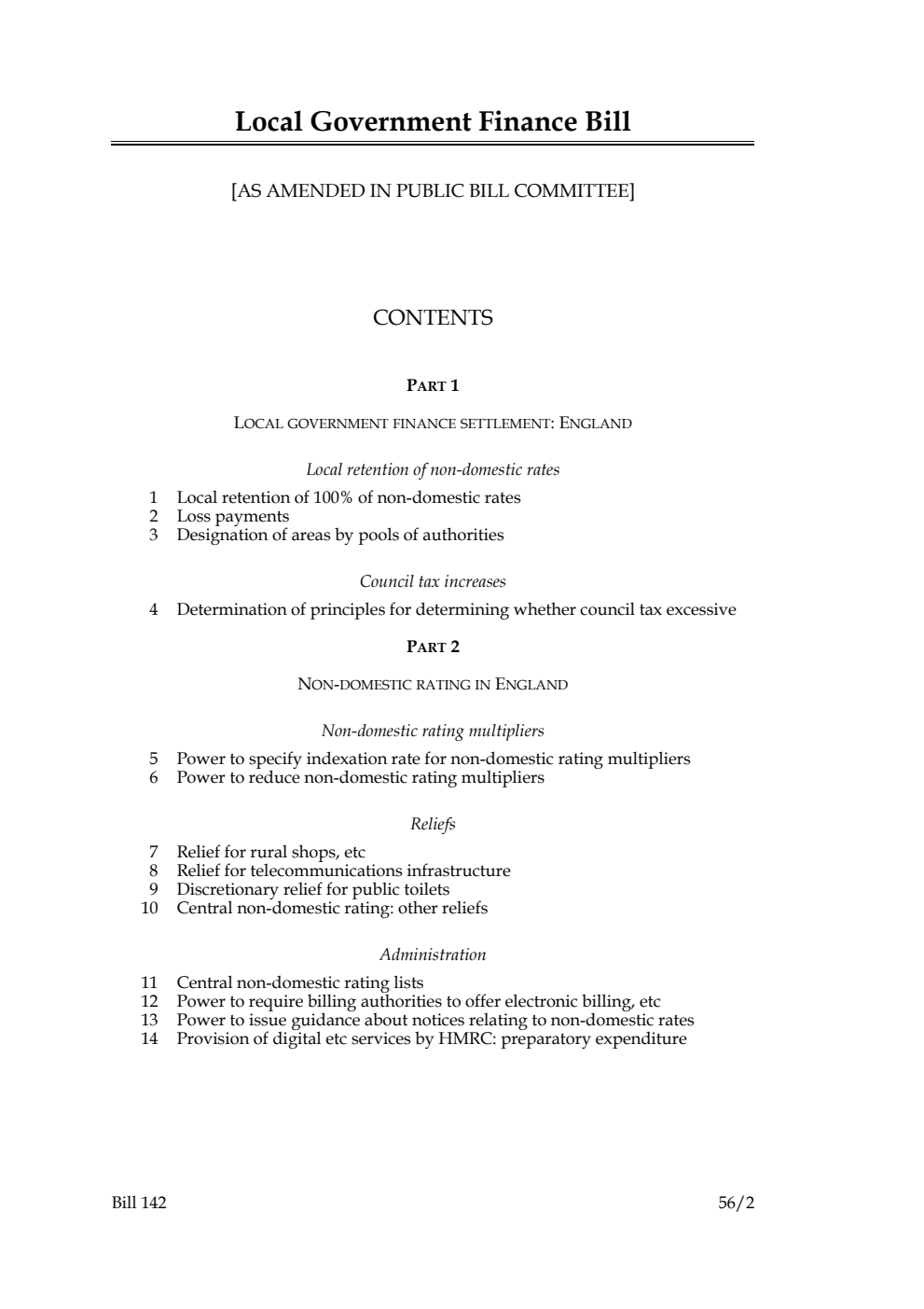 Local Government Finance Bill [as amended in Public Bill Committee]