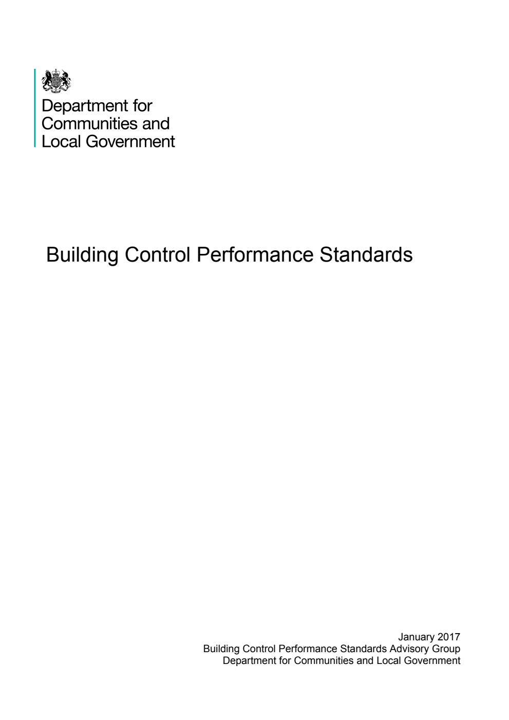 Building Control Performance Standards : January 2017