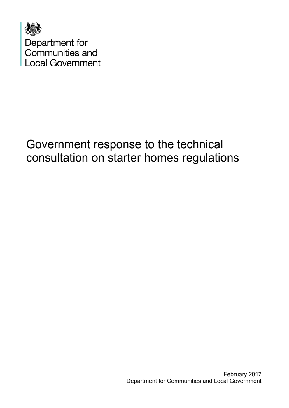 Government response to the technical consultation on starter homes regulations February 2017