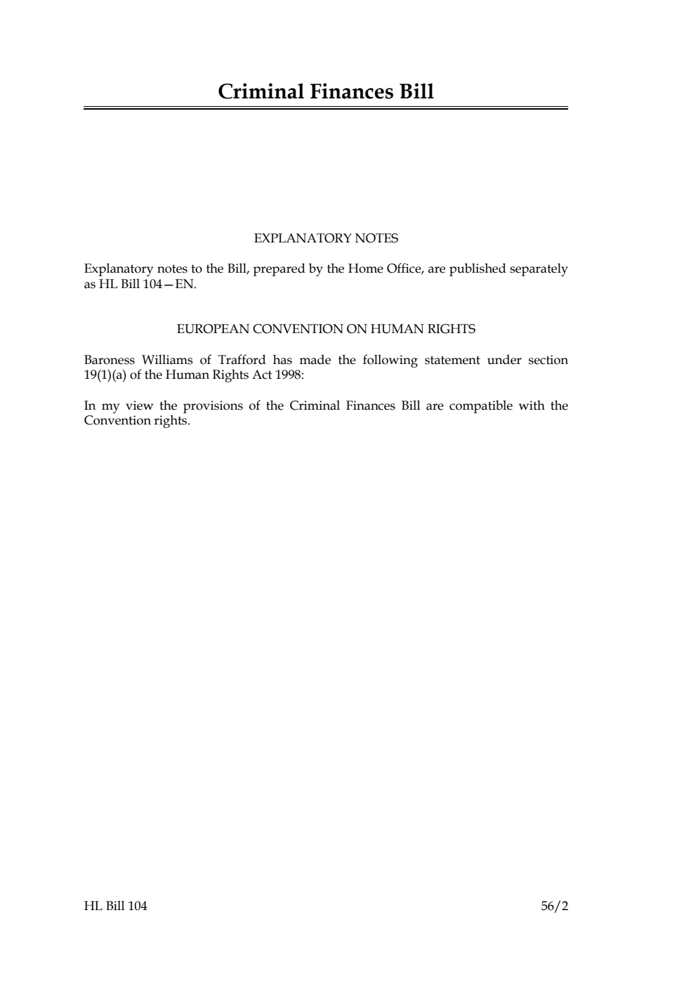 Criminal Finances Bill