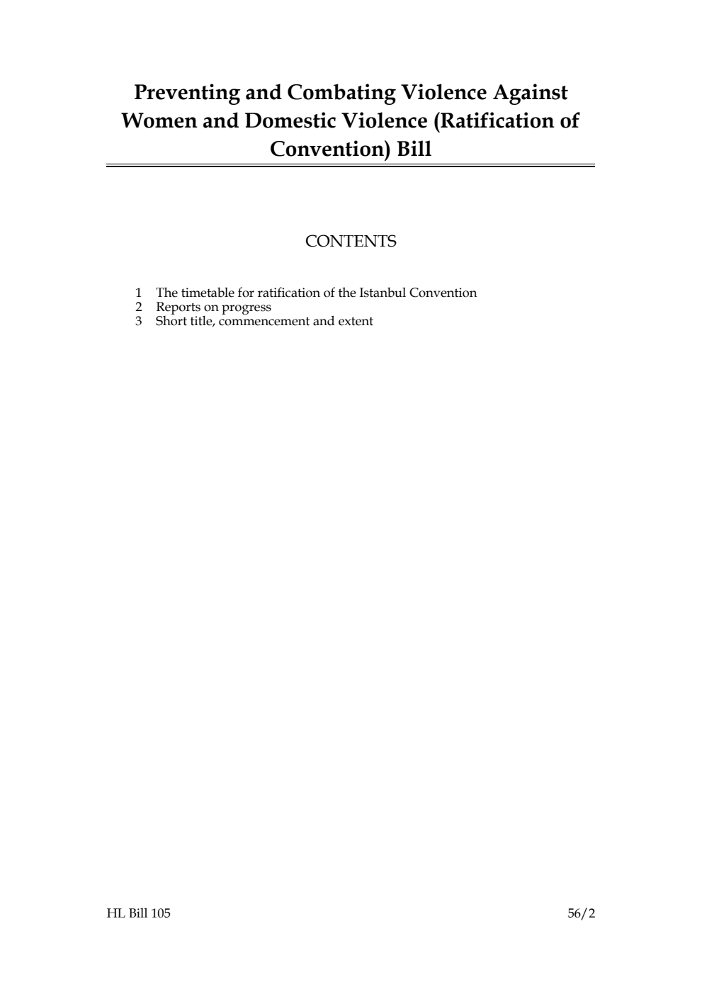 Preventing and Combating Violence Against Women and Domestic Violence (Ratification of Convention) Bill