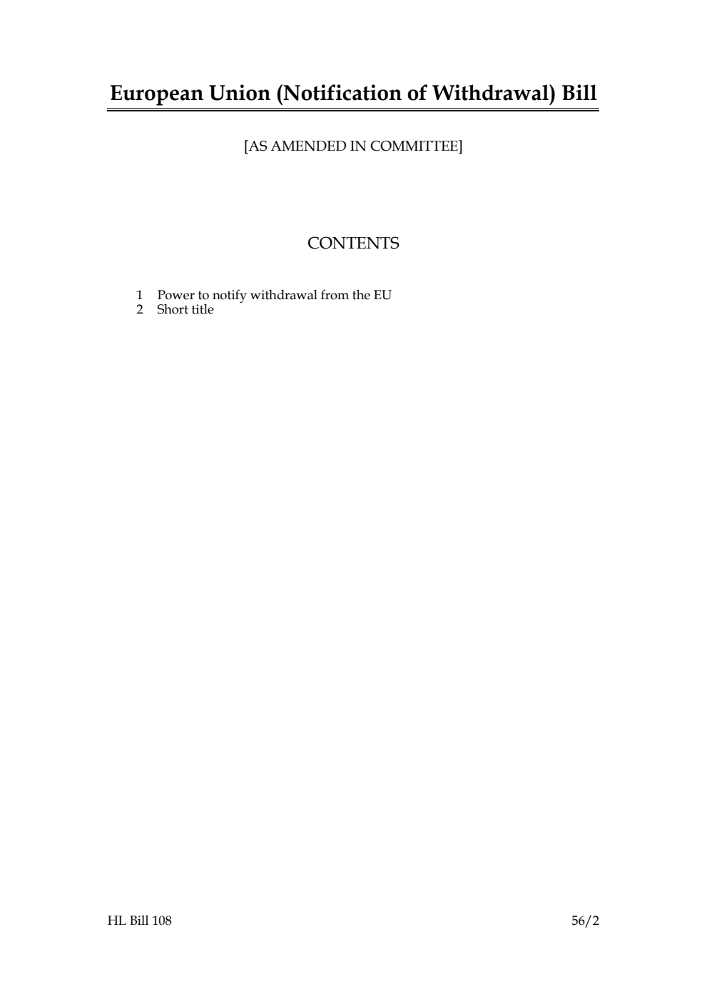 European Union (Notification of Withdrawal) Bill