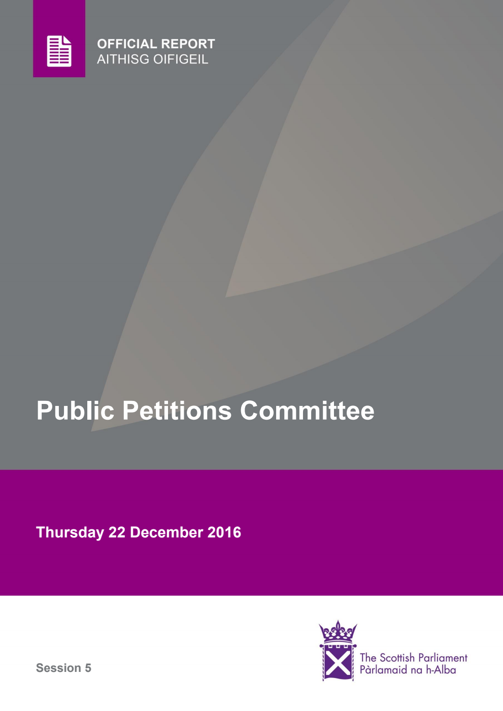 Public Petitions Committee 9th Meeting 2016, 22 December 2016 [Final]