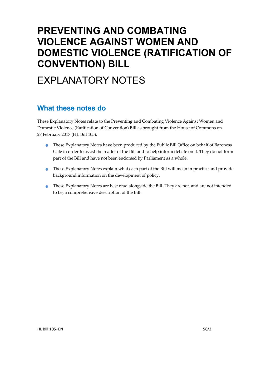 Preventing and Combating Violence Against Women and Domestic Violence (Ratification of Convention) Bill Explanatory Notes