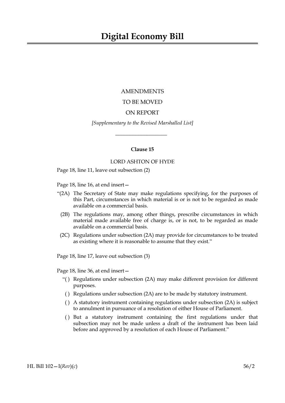 Digital Economy Bill Lords Amendments
