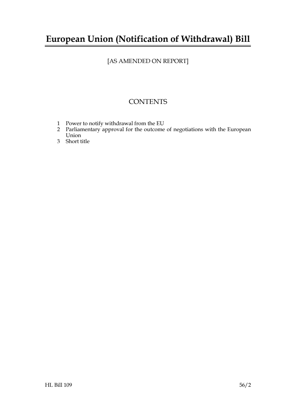 European Union (Notification Of Withdrawal) Bill