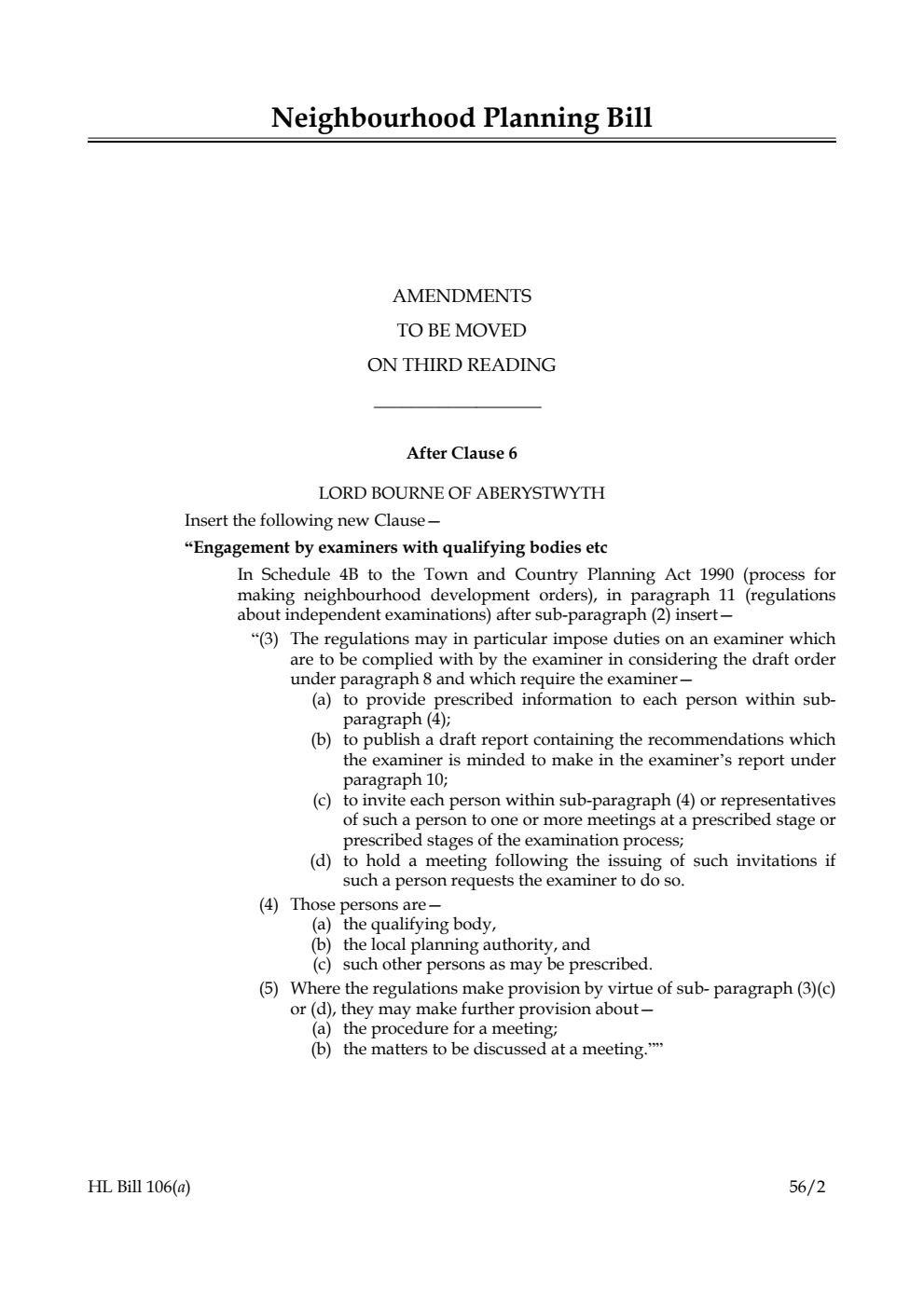 Neighbourhood Planning Bill Lords Amendments
