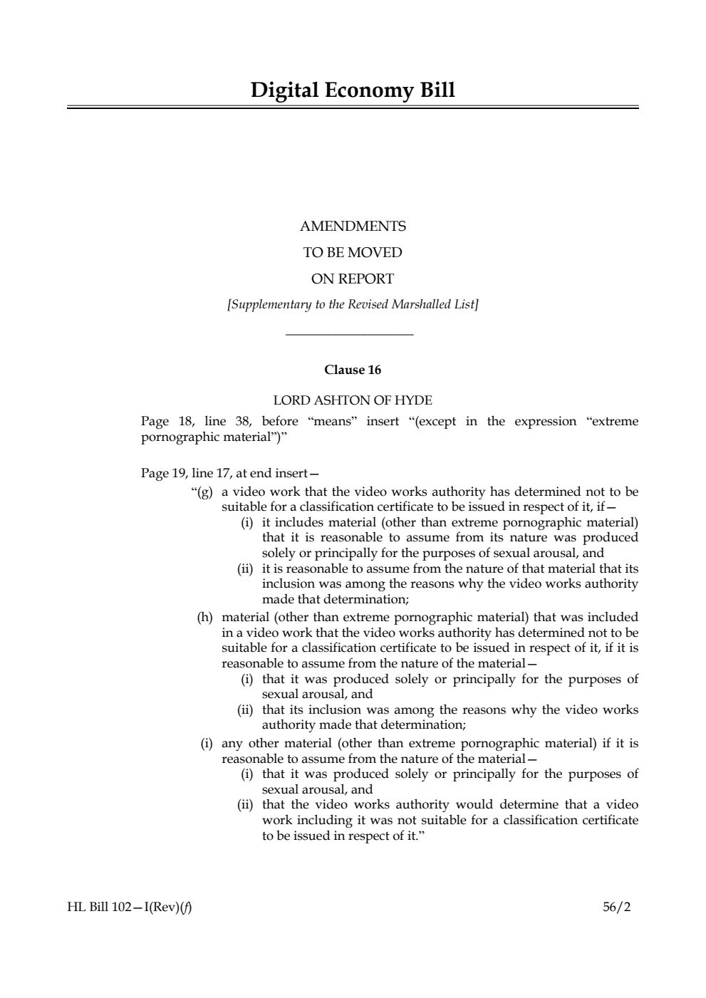 Digital Economy Bill Lords Amendments