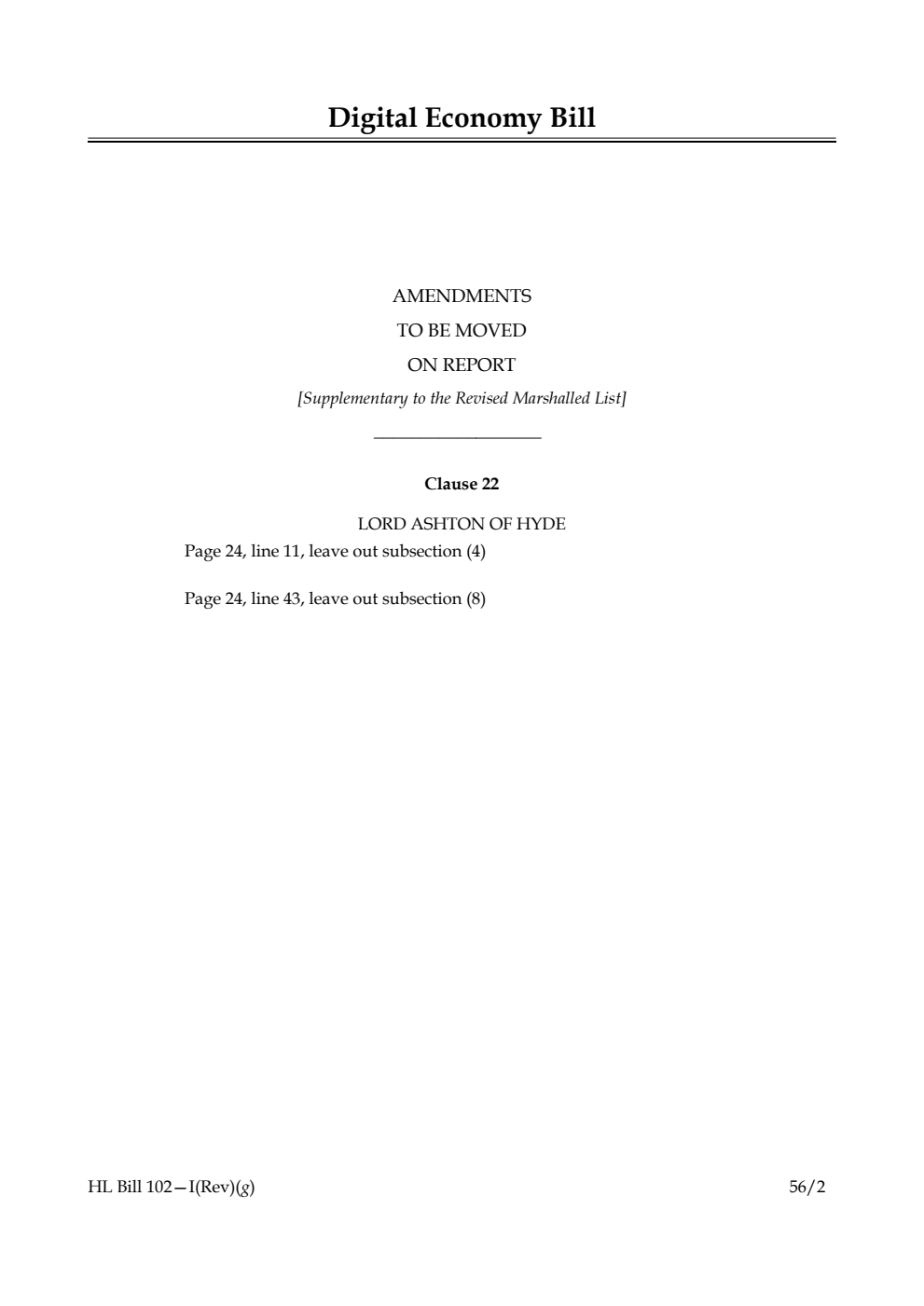 Digital Economy Bill Lords Amendments