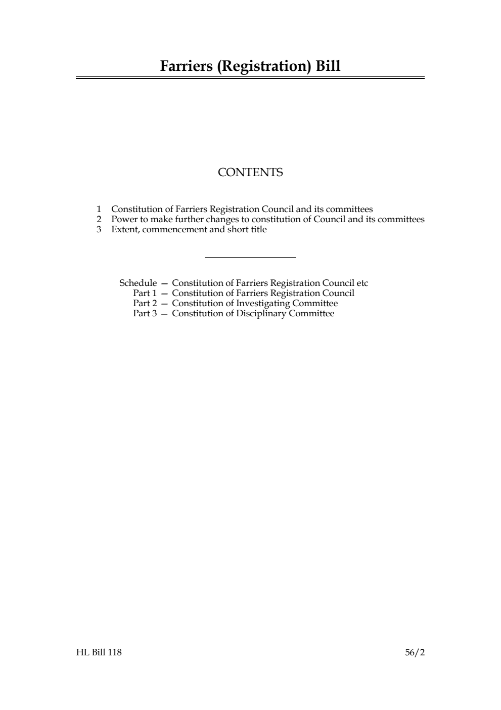 Farriers (Registration) Bill