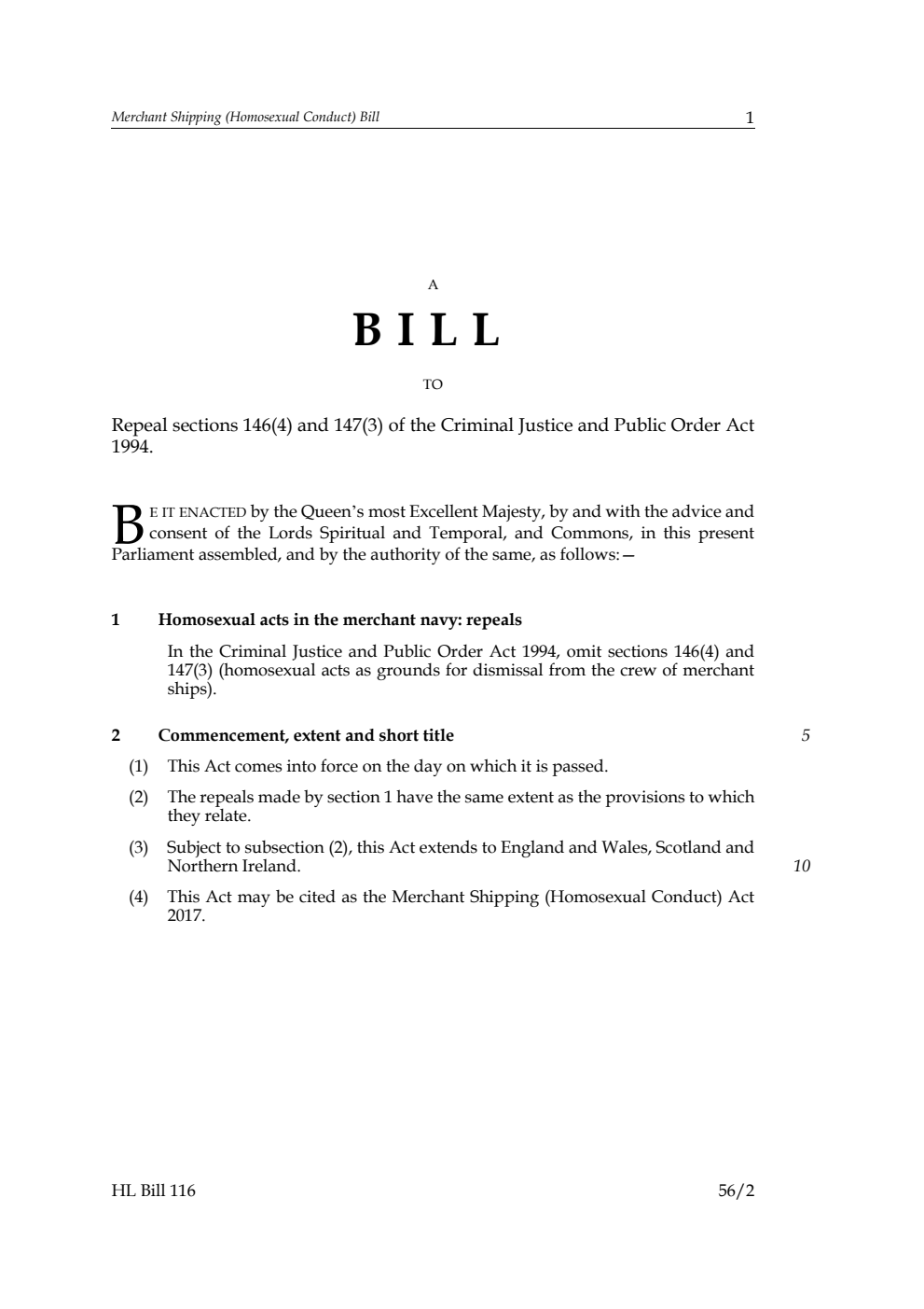 Merchant Shipping (Homosexual Conduct) Bill