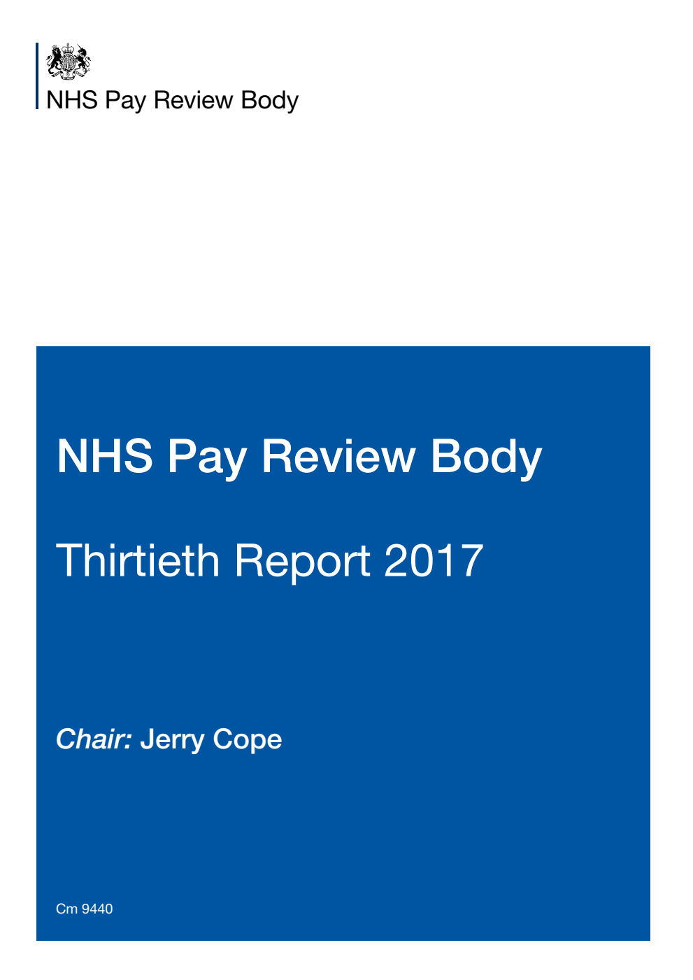 NHS Pay Review Body Thirtieth Report 2017