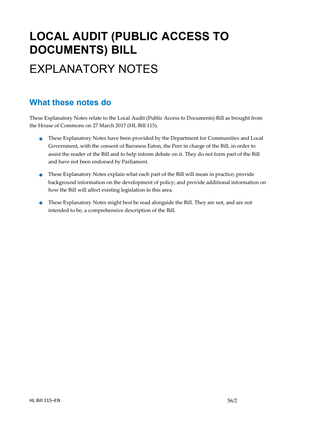 Local Audit (Public Access to Documents) Bill Explanatory Notes
