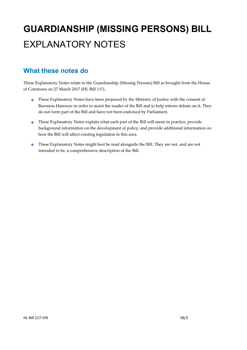 Guardianship (Missing Persons) Bill Explanatory Notes