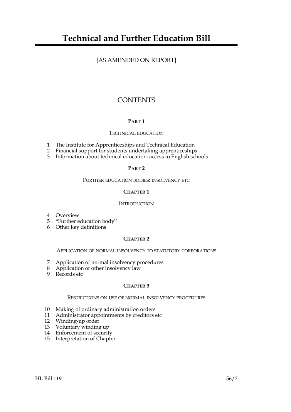 Technical and Further Education Bill [as amended on Report]
