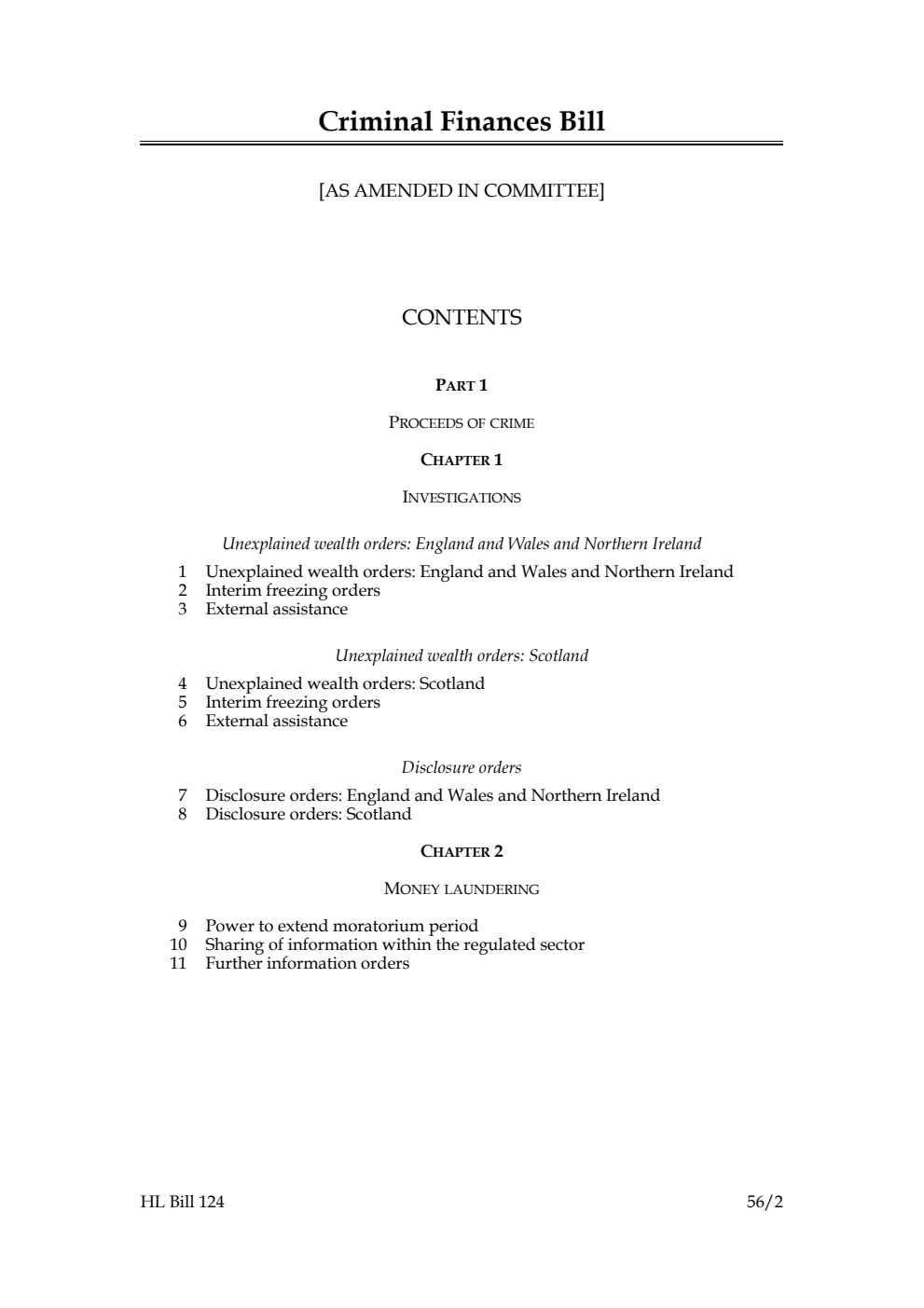 Criminal Finances Bill [as amended in Committee]