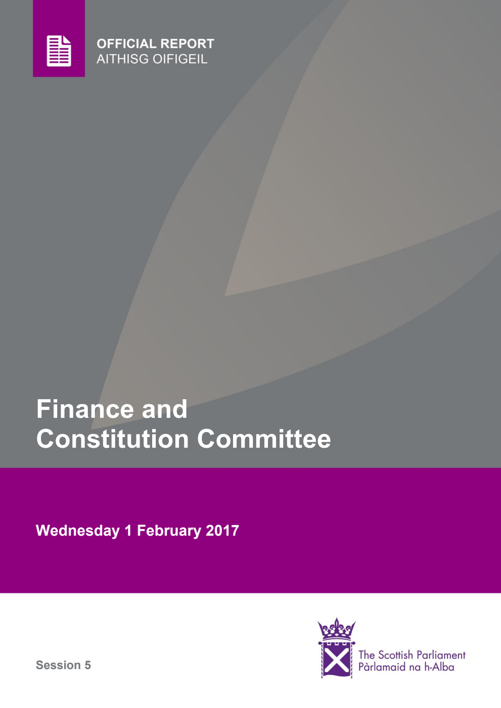 Finance and Constitution Committee 5th Meeting 2017, 1 February 2017 [Final]