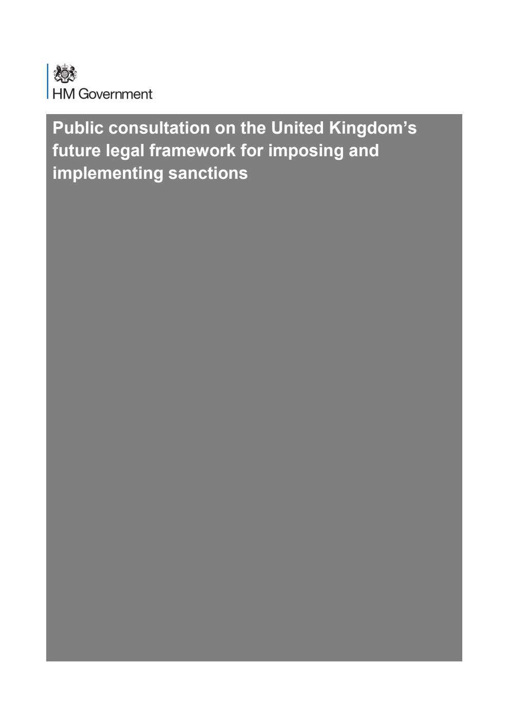 Public consultation on the United Kingdom's future legal framework for imposing and implementing sanctions