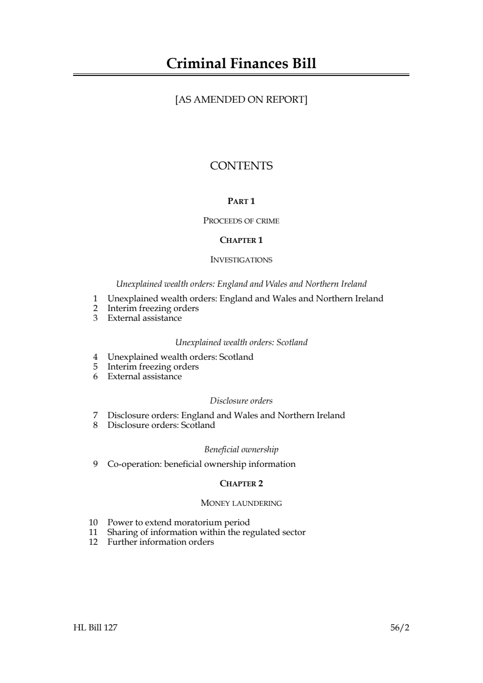 Criminal Finances Bill [as amended on Report]