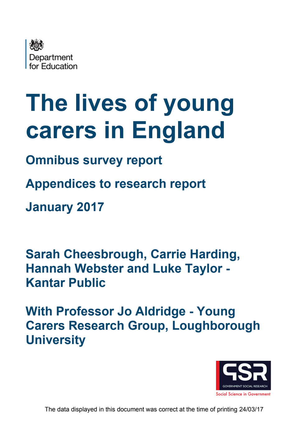 DFE RR637 The Lives of Young Carers in England : Omnibus Survey Report : Appendices to Research Report January 2017