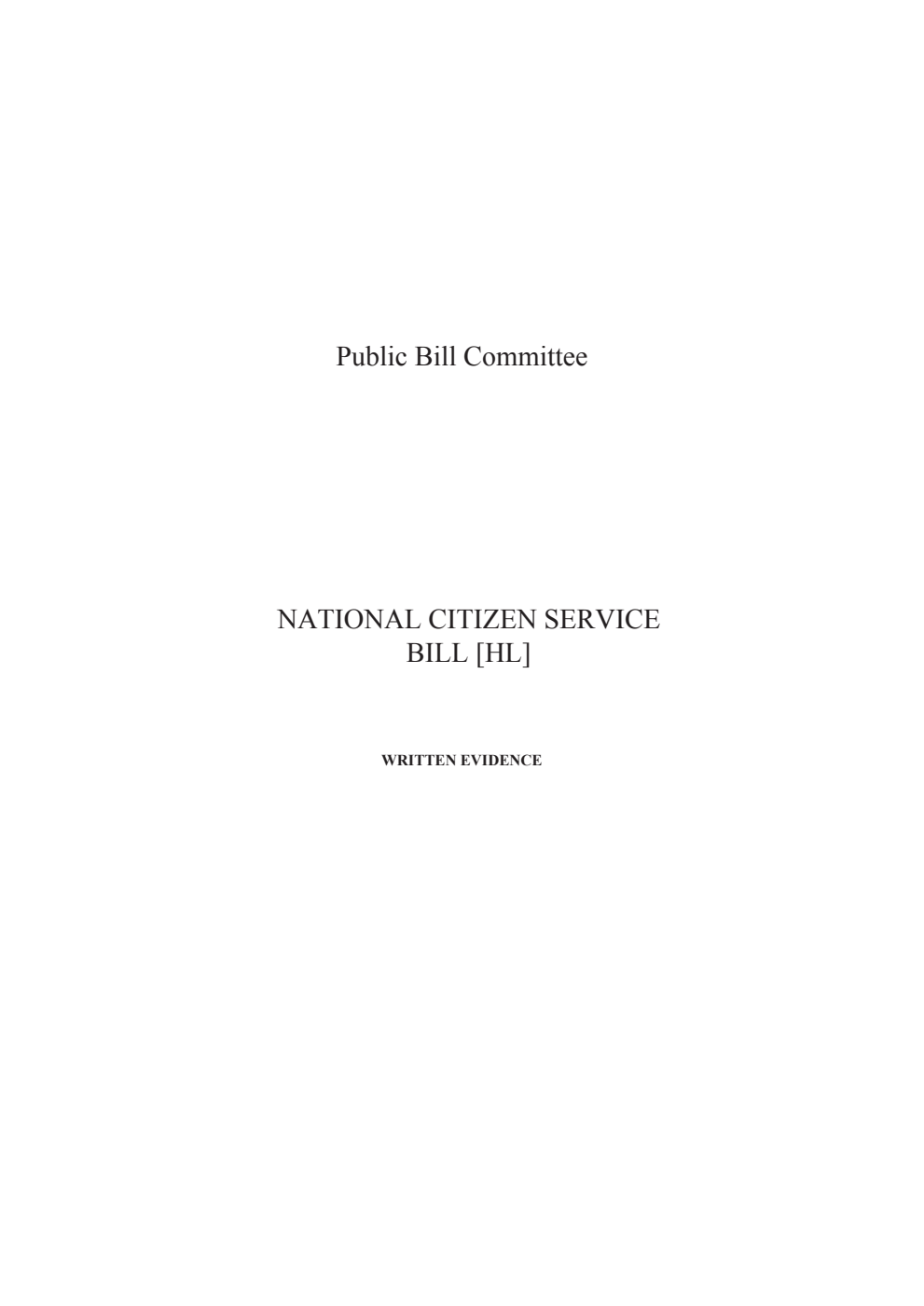 National Citizen Service Public Bill Committee Written evidence