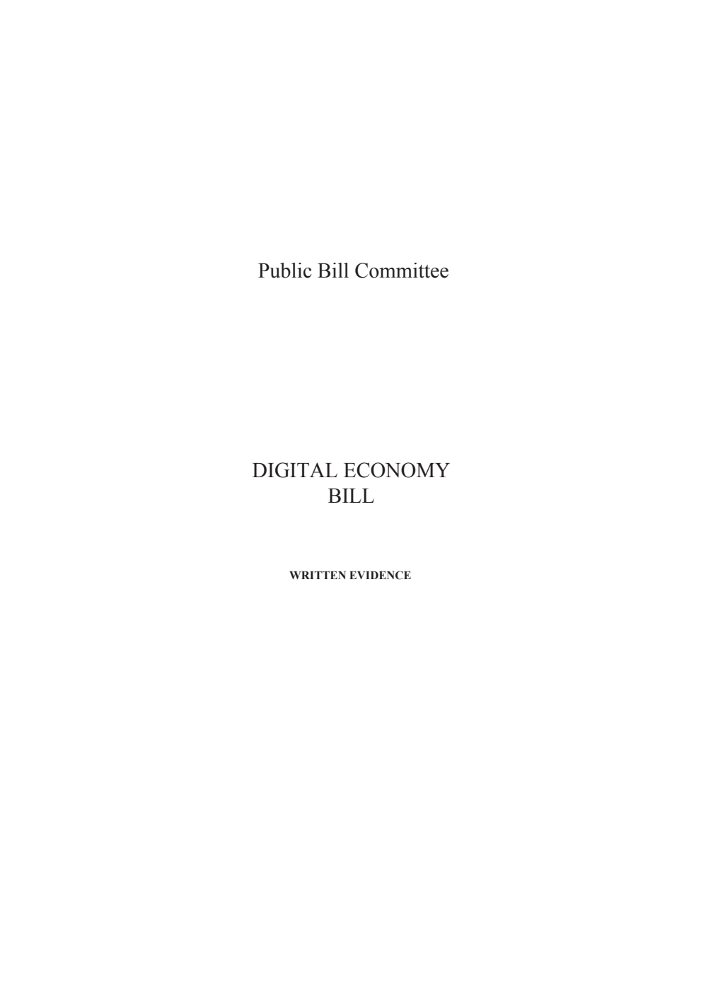 Digital Economy Public Bill Committee Written evidence