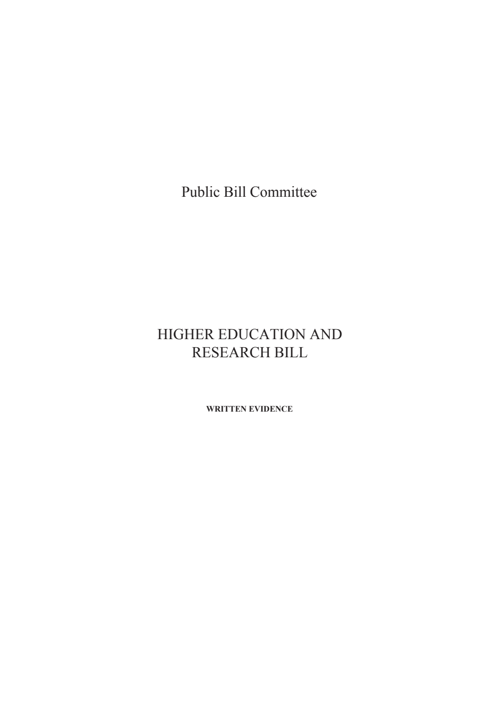 Higher Education and Research Public Bill Committee Written evidence