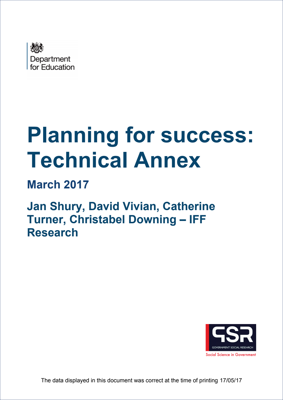 DFE RR668TE Planning for success: Technical Annex March 2017