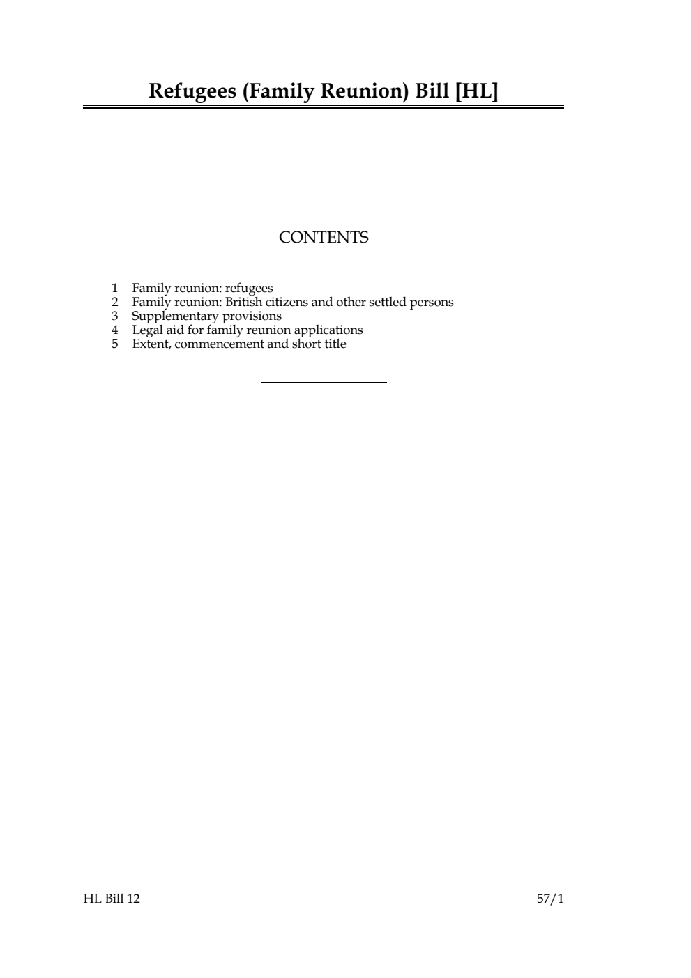 Refugees (Family Reunion) Bill