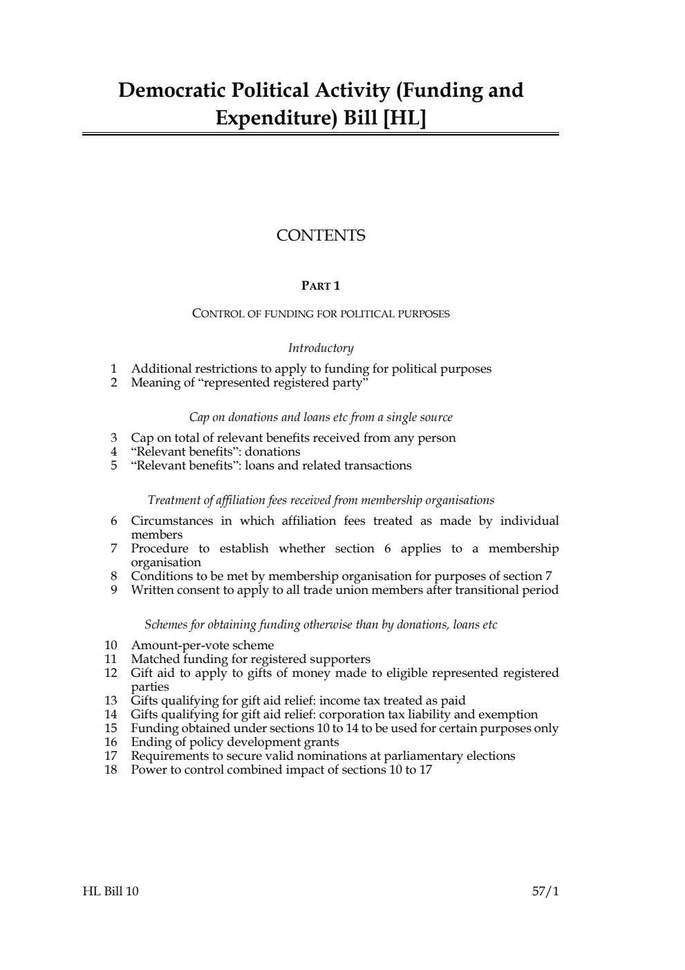 Democratic Political Activity (Funding and Expenditure) Bill