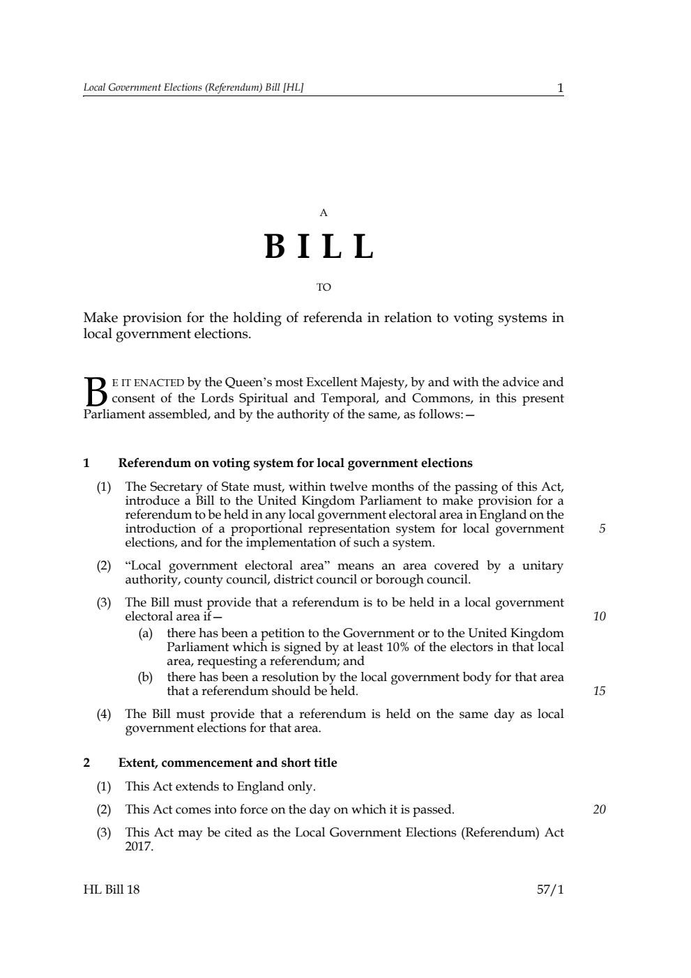 Local Government Elections (Referendum) Bill