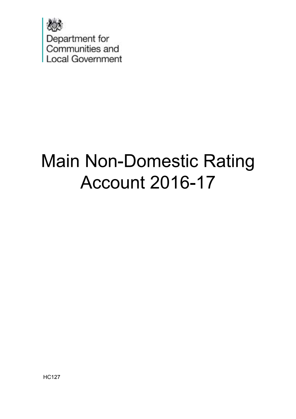 Main Non-Domestic Rating Account 2016-17