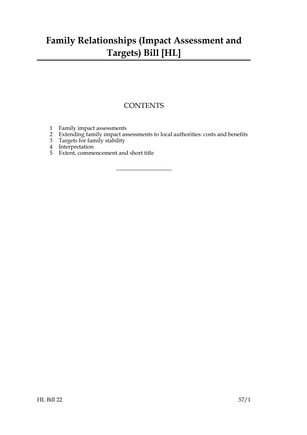 Family Relationships (Impact Assessment and Targets) Bill
