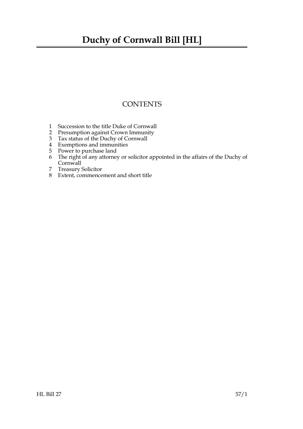 Duchy of Cornwall Bill